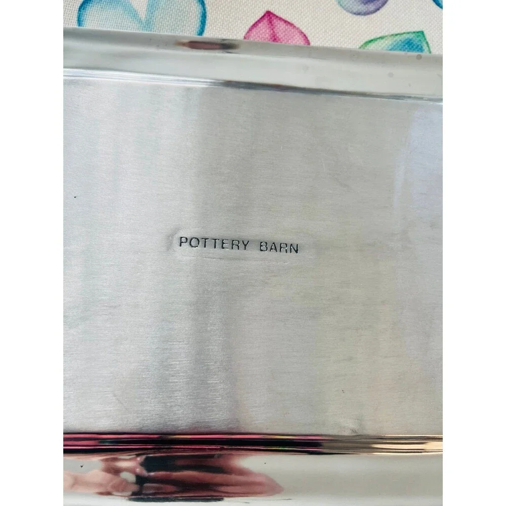 Pottery Barn Stainless Steel Rectangular Serving Tray 14” x 10” | Modern Bar